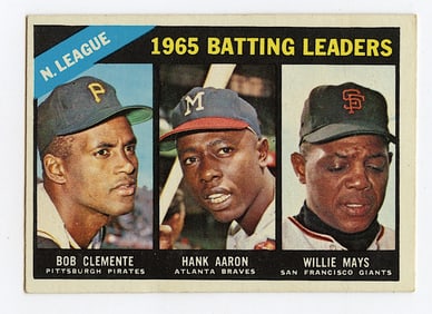1966 Topps - League Leaders W. Mays, R. Clemente, H. Aaron #215