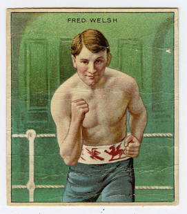 1910 Boxer Fred Welsh  -  Mecca Boxing Card: The provenance is from a deceased collector in Palm Beach. We have included quality images to show it's actual condition. This lot is located in Boca Raton, Fl and its shipment will be made directly b