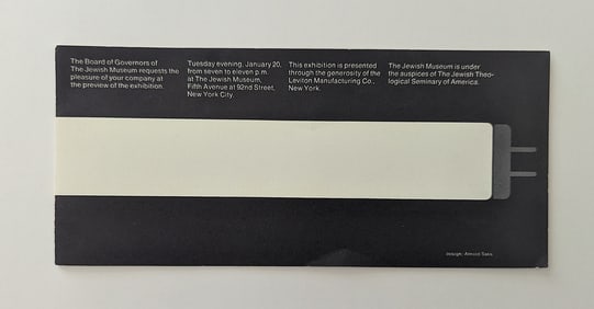 DAN FLAVIN "JEWISH MUSEUM NEW YORK, NY" EXHIBITION INVITATION, 1970