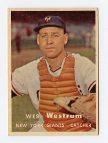 1957 Topps Baseball Card #323 Wes Westrum
