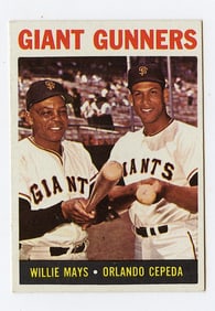 1964 Topps Baseball Card Giant Gunners Mays & Cepeda # 306