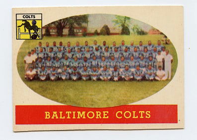 TEAM CARD 1958 Topps card #110 Baltimore Colts Football