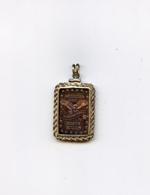 Vintage American Silver Bullion 5 Gram Art Bar Pendant in Rope Bezel