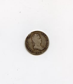 Silver Coin Ferdin VII 1817 Spanish 2 Reales