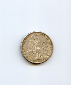 1925 PERU LIBERTY Antique Genuine Silver SOL Peruvian Coin
