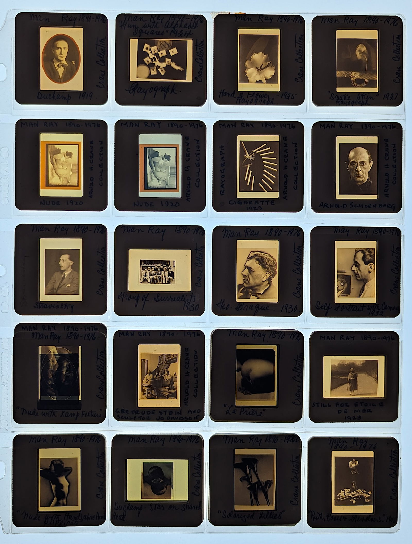 Museal Group 20th C. Set 35mm Art Slides MAN RAY: The provenance of this lot is from the estate of a deceased formal art collector in Miami, FL. We have included quality images to show it's actual condition. This lot is located in Boca Raton, Fl and