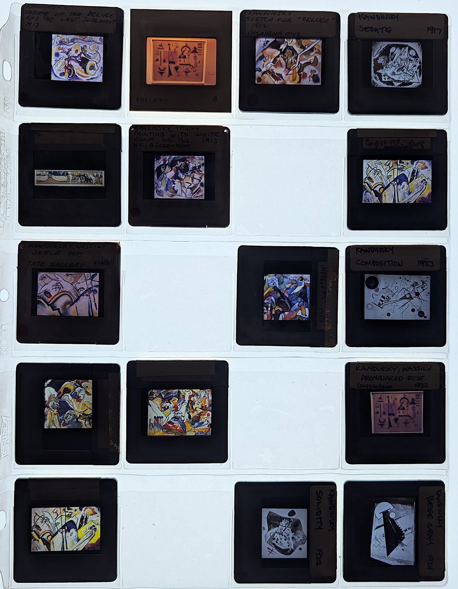 Museal Group 20th C. Set 35mm Art Slides WASSILY KANDINSKY: The provenance of this lot is from the estate of a deceased formal art collector in Miami, FL. We have included quality images to show it's actual condition. This lot is located in Boca Raton, Fl and 