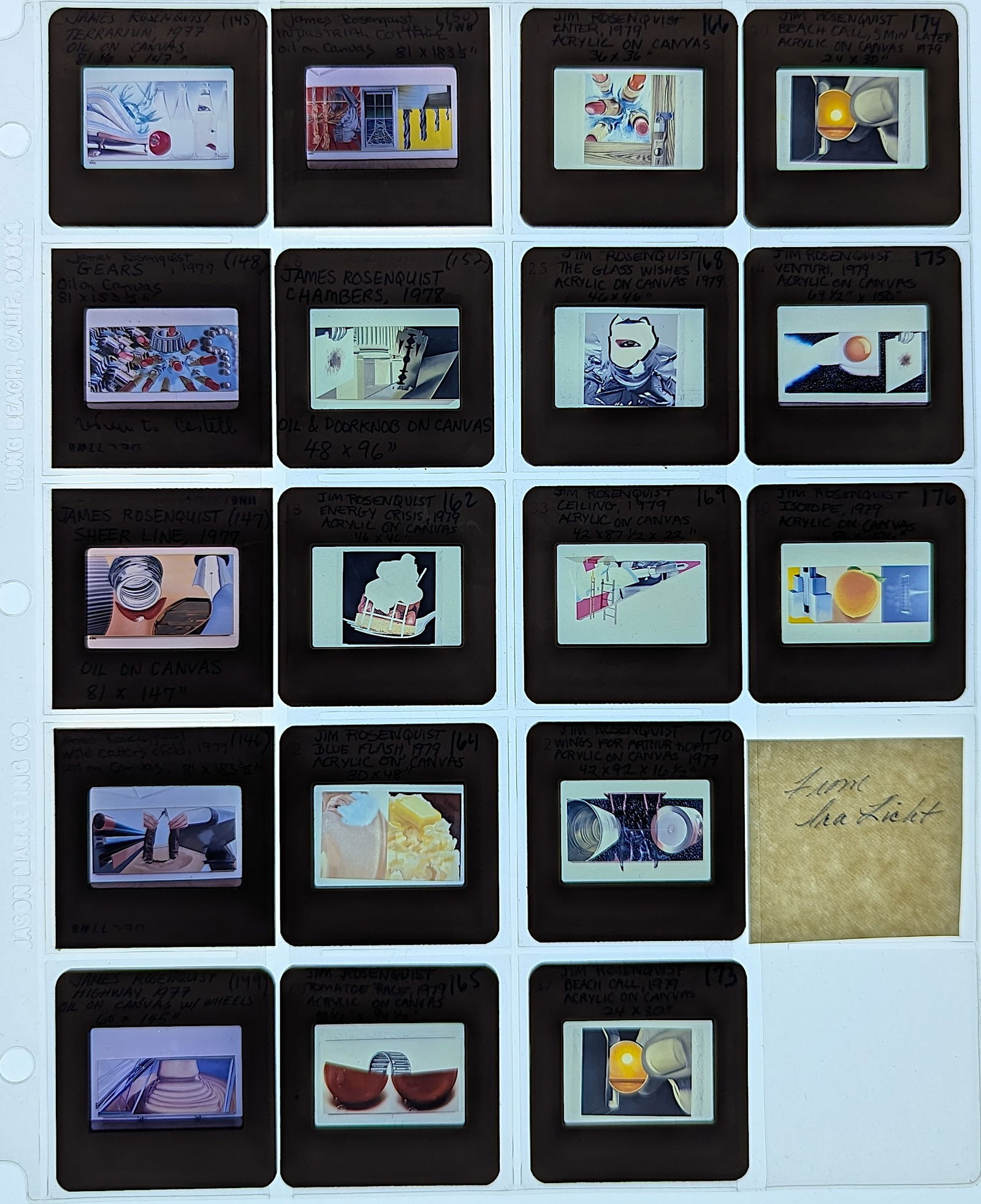 Museal Group 20th C. Set 35mm Art Slides JIM ROSENQUIST (1 of 2)