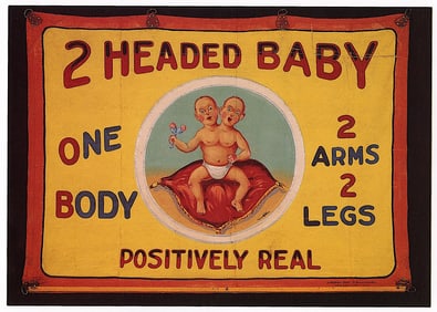 Rare Circus Postcard Sideshow Banner by Fred G. Johnson 4.5" x 6"