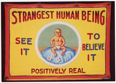 Rare Circus Postcard Sideshow Banner by Fred G. Johnson 4.5" x 6"