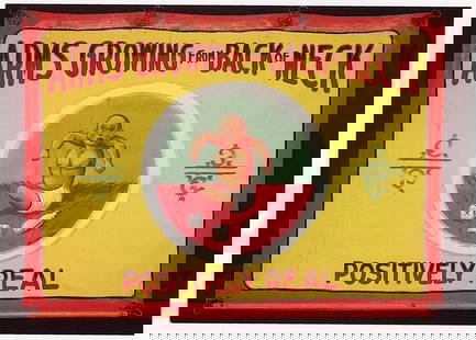 Rare Circus Postcard Sideshow Banner by Fred G. Johnson 4.5" x 6": The provenance of this lot is from the archives of a fine collector in New Orleans. We have included quality images to show it's actual condition. This lot is located in Boca Raton, Fl and its shipmen