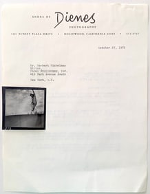 Original Ephemera ANDRÉ DE DIENES Letter, 1972