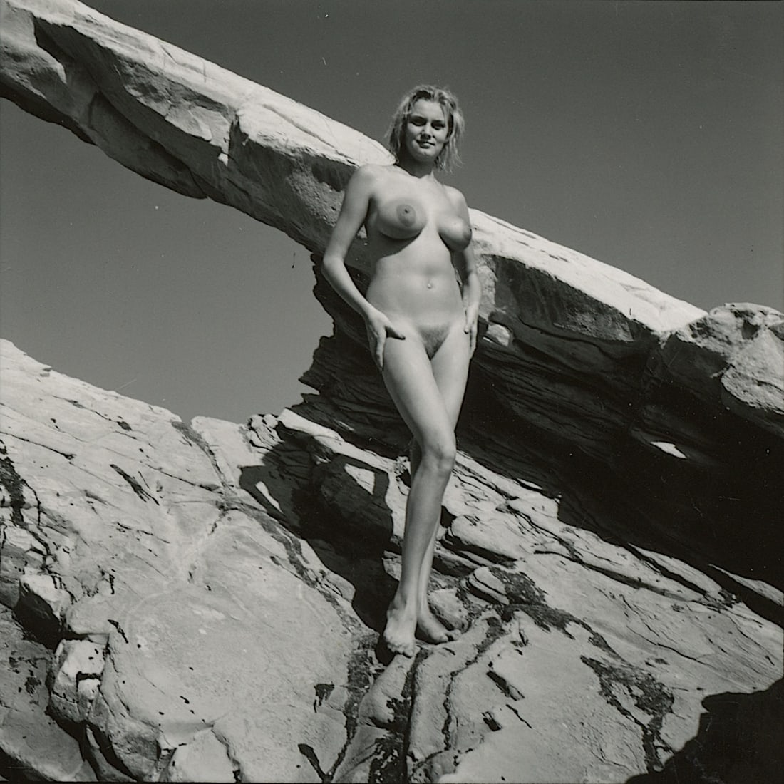 ANDRÉ DE DIENES Vintage Photo 1950s-1960s Nude Study: The provenance of this photo is from the archives of notable photographer André de Dienes.The dimensions are Approx. 2.75" x 2.75" (small variances can occur). This black and white gelatin photo was 