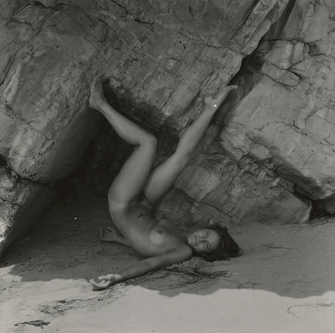 ANDRÉ DE DIENES Vintage Photo 1950s-1960s Nude Study: The provenance of this photo is from the archives of notable photographer André de Dienes.The dimensions are Approx. 2.75" x 2.75" (small variances can occur). This black and white gelatin photo was 