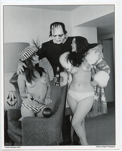 BUNNY YEAGER Vintage Pin Up Litho HALLOWEEN PARTY: This lot is coming from Bunny Yeager's estate/archives. Linnea Eleanor "Bunny" Yeager (March 13, 1929 - May 24, 2014) was an American photographer and pin-up model. She met Bettie Page in 1954, and to