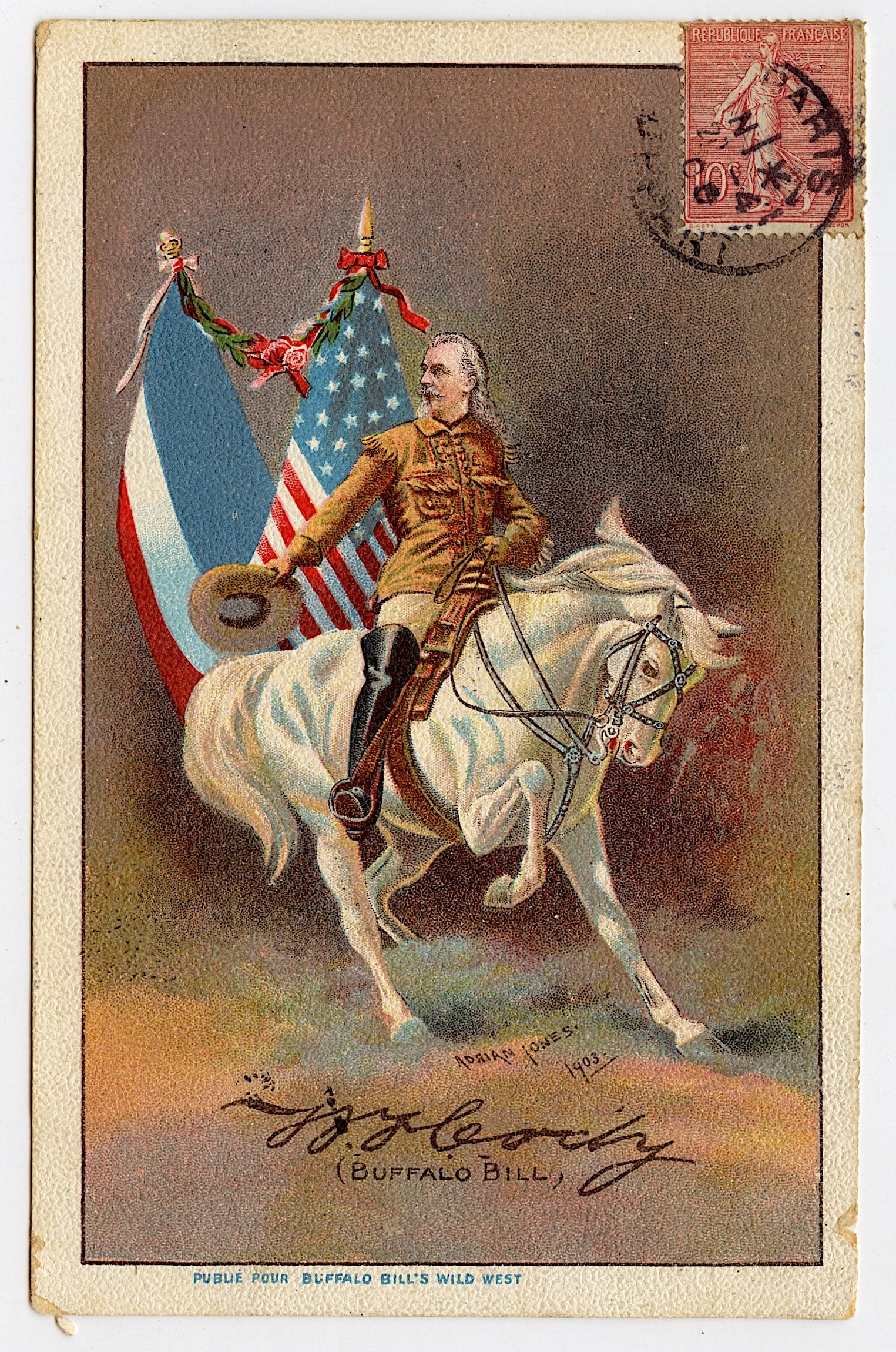 Antique Vintage Rare Postcard Collectors BUFFALO BILL Ca 1905 (1 of 2)