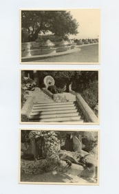 Vintage Set 3 Photo Ephemera Park Guell Gaudi, Barcelona 1954