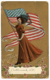 Antique Vintage Rare Postcard Collectors Patriotic Flag, 1903