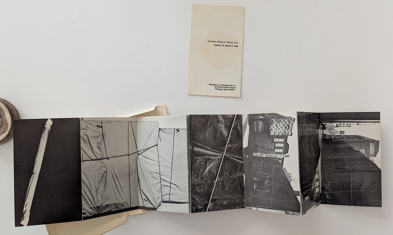 CHRISTO Wrap in Wrap Out , Chicago Museum of Contemporary Art, 1969: The provenance of this lot is from the estate of a deceased formal art collector in Miami, FL. We have included quality images to show it's actual condition. This lot is located in Boca Raton, Fl and 