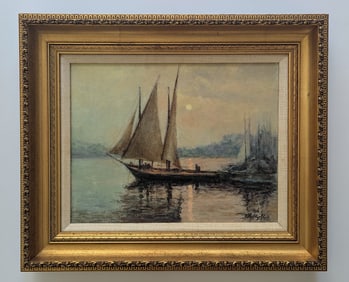 KAETHE HOELTZELL (1925-2013) Romantic View with Boats