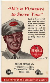 Antique Vintage Rare Trade Card Collectors KENDALL OIL