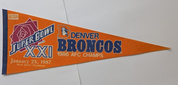 Super Bowl XXI 1987 Denver Broncos AFC Football Champions Pennant