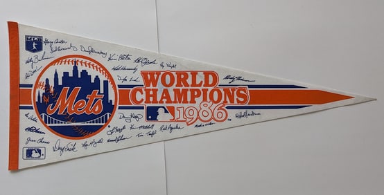 1986 New York Mets World Champions pennant World Series Baseball