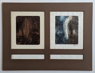 JAQUES ABINUM Original Plate & Colored Etching "La Divine Comedie"