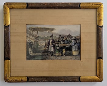 Punishment of the tcha or cangue in Ting-hai, China, 1858