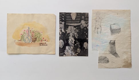 Vintage Ephemera FRIDA KAHLO Photo,and Signed Drawings