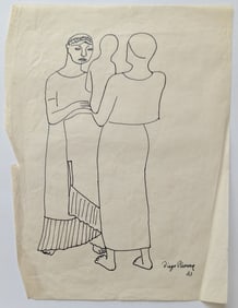 Vintage Drawing for Mosaic? Signed DIEGO RIVERA '53