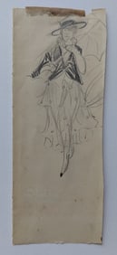 Original Vintage Drawing American School 20th C. Signed?