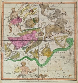 Antique 1835 Authentic Astronomy Cellestial Map with Constellations