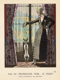 1920 Art Deco Gazette de Bon Ton Pochoir Pas de promenade by Brissaud