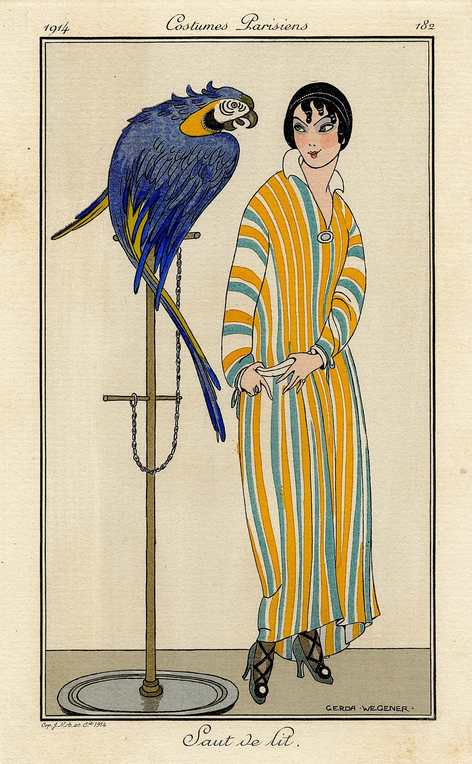 1914 Gerda Wegener French Fashion Journal des Dames et des Modes: This lot is coming from the estate of a collector in PBC. We have included a quality scan to show it's actual condition. The dimensions are Appro. 9" x 5.75". This lot is located in Boca Raton, Fl and