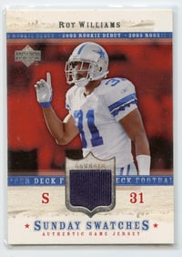 2005 ROY WILLIAMS Piece Game Jersey Upper Deck #SU-RW Football
