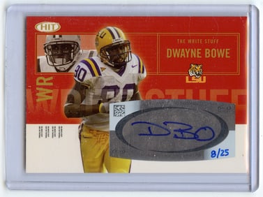 DWAYNE BOWE Authentic Autograph 8/25 WSA-2, 2007