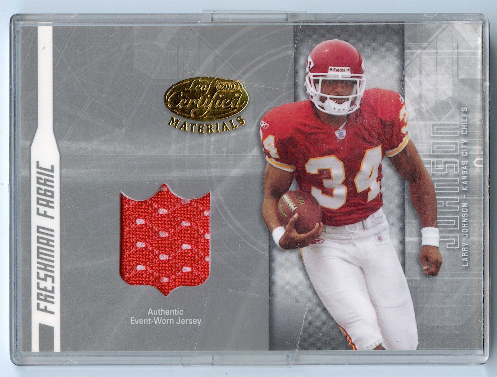2003 Leaf Certified #158 Larry Johnson RC Rookie JERSEY Chiefs /1250 (1 of 2)