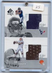 2002 SP AUTHENTIC DOUBLES DAVID CARR/TIM COUCH GAME-USED-BROWNS/TEXANS-#AT2-CC