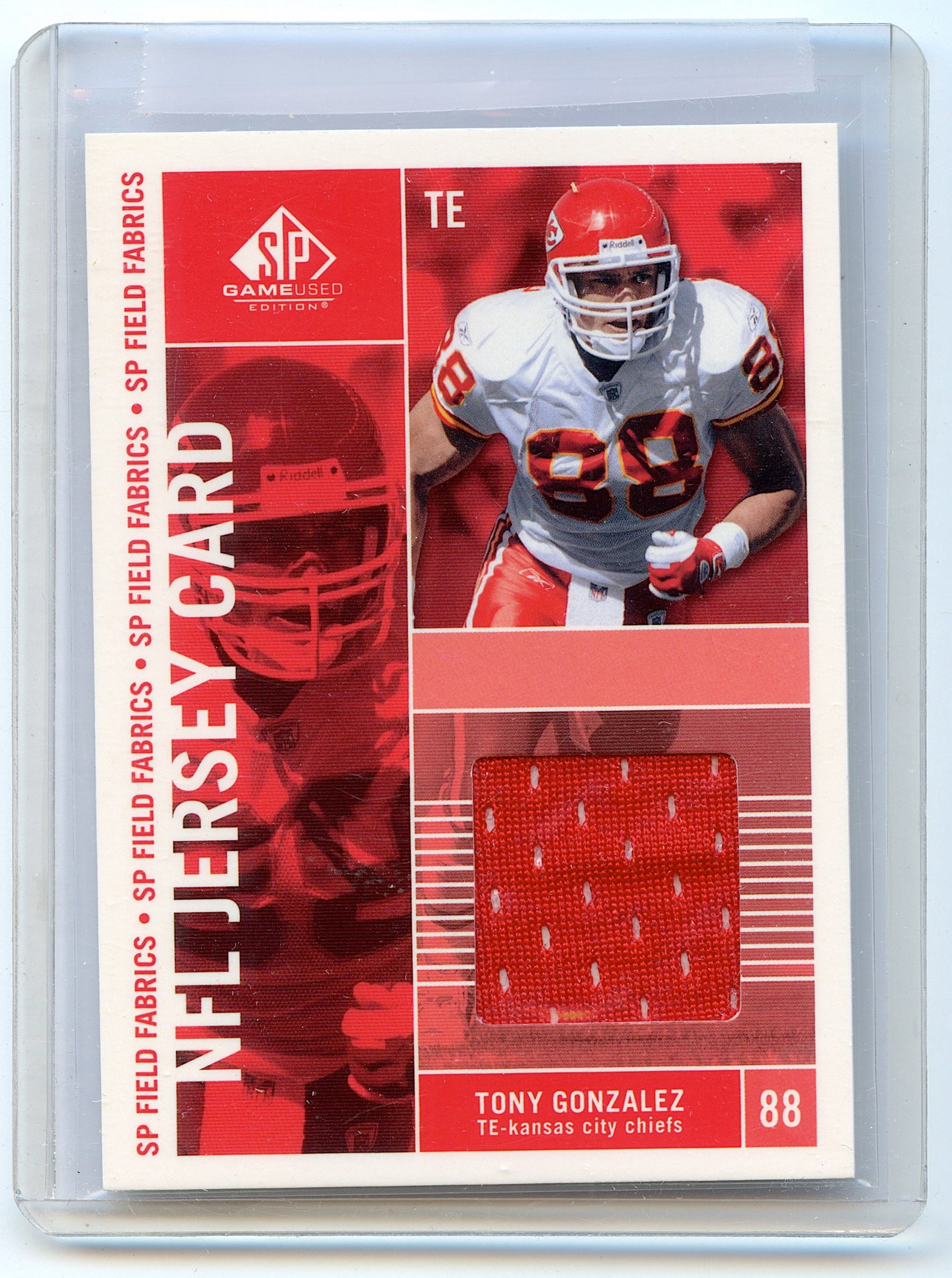 2003 SP Game Used Edition SP Field Fabrics Single Tony Gonzalez #FF1-TG HOF: The provenance of this lot is from a quality collector in LA, California. We have included a quality scan to show it's actual condition.. This lot is located in Boca Raton, Fl and its shipment will be