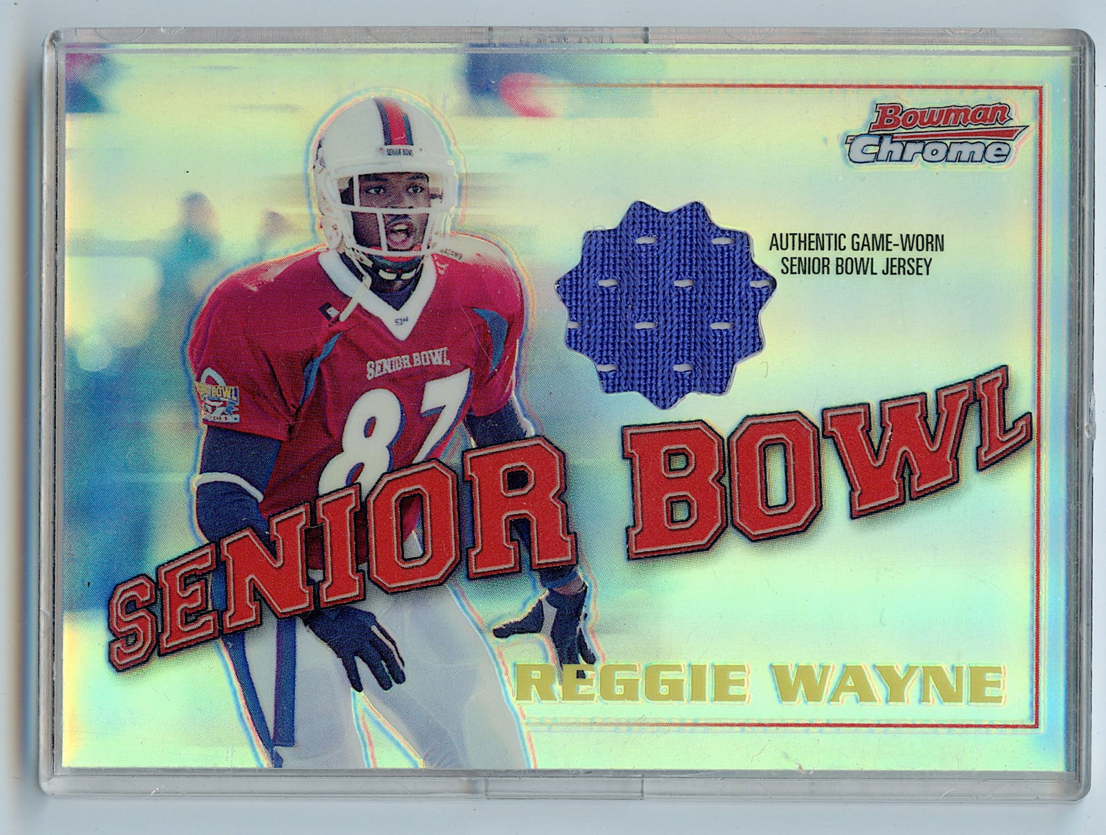 Reggie Wayne 2001 Bowman Chrome Senior Bowl Refractor Rookie Jersey Rc (1 of 2)