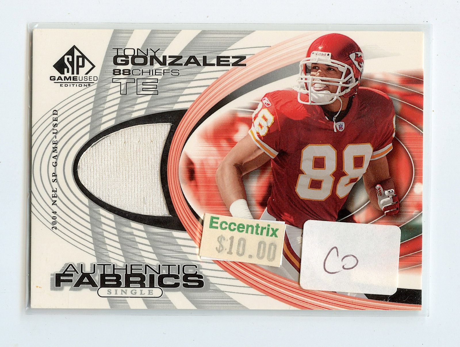 2004 TONY GONZALEZ Game-Used Jersey Upper Deck #AF-TG Football: The provenance of this lot is from a quality collector in LA, California. We have included a quality scan to show it's actual condition.. This lot is located in Boca Raton, Fl and its shipment will be