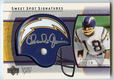 2004 UD SWEET SPOT CHARLIE JOINER SIGNATURE SP HELMET CHARGERS