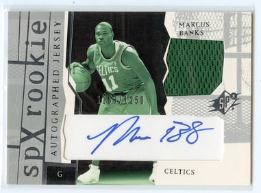2003 SPx Marcus Banks Celtics Autograph - Jersey Basketball Card #160