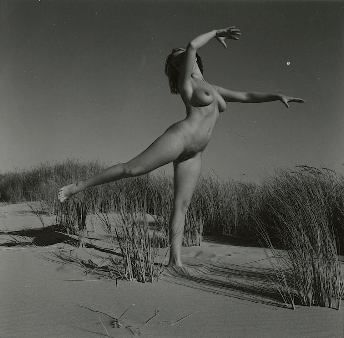ANDRÉ DE DIENES Vintage Photo 1950s-1960s Nude Study: The provenance of this photo is from the archives of notable photographer André de Dienes.The dimensions are Approx. 2.75" x 2.75" (small variances can occur). This black and white gelatin photo was 