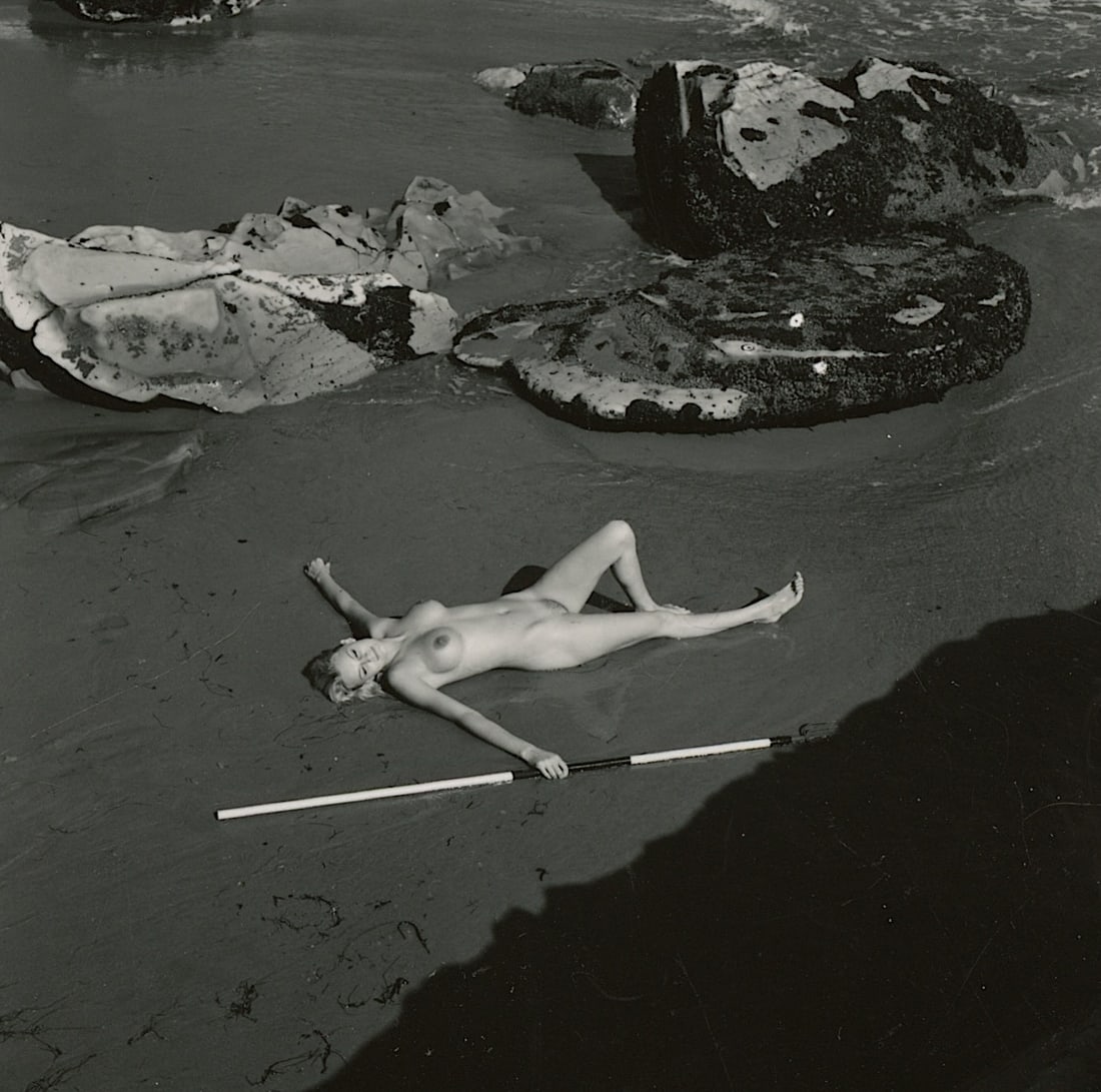 ANDRÉ DE DIENES Vintage Photo 1950s-1960s Nude Study: The provenance of this photo is from the archives of notable photographer André de Dienes.The dimensions are Approx. 2.75" x 2.75" (small variances can occur). This black and white gelatin photo was 