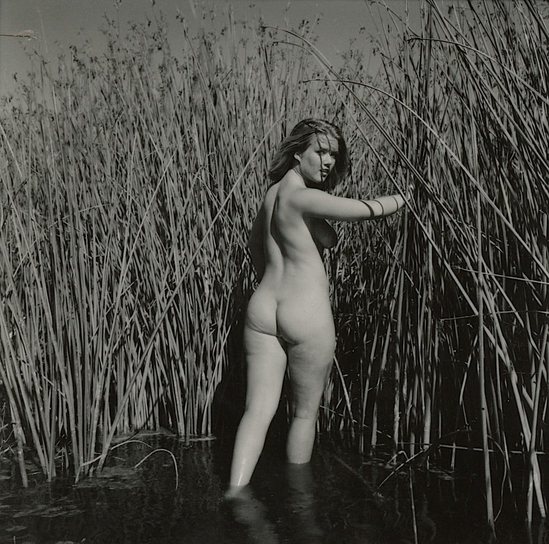 ANDRÉ DE DIENES Vintage Photo 1950s-1960s Nude Study: The provenance of this photo is from the archives of notable photographer André de Dienes.The dimensions are Approx. 2.75" x 2.75" (small variances can occur). This black and white gelatin photo was 