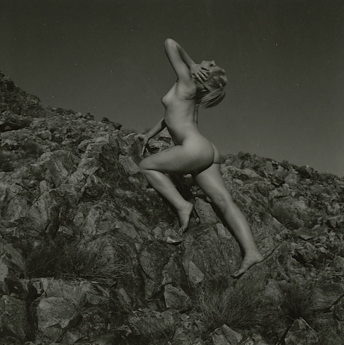 ANDRÉ DE DIENES Vintage Photo 1950s-1960s Nude Study: The provenance of this photo is from the archives of notable photographer André de Dienes.The dimensions are Approx. 2.75" x 2.75" (small variances can occur). This black and white gelatin photo was 