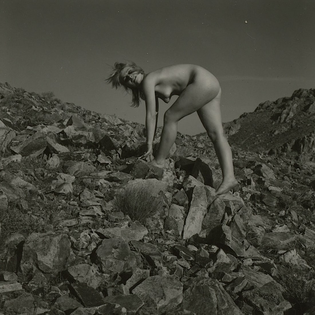 ANDRÉ DE DIENES Vintage Photo 1950s-1960s Nude Study: The provenance of this photo is from the archives of notable photographer André de Dienes.The dimensions are Approx. 2.75" x 2.75" (small variances can occur). This black and white gelatin photo was 