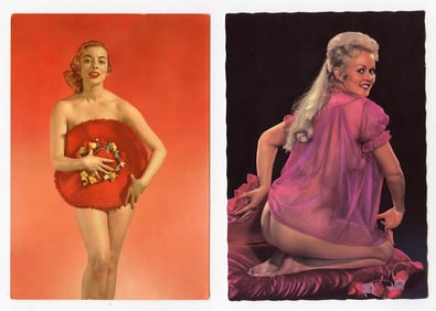 Vintage Set 2 Pin Up Sexy Girl Models Postcards